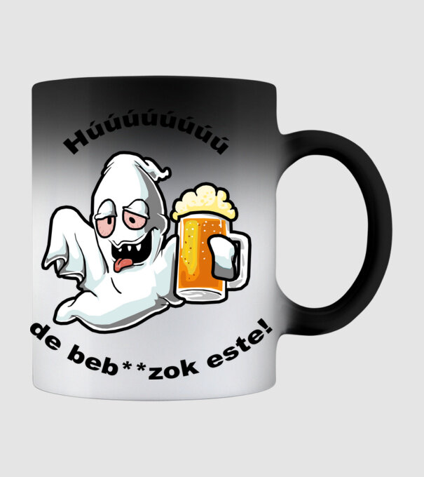 Részeg szellem - ˝Húúú de beb**zok˝ - fekete minta fekete pólón