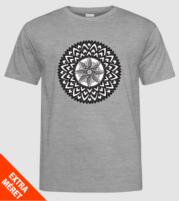 Kristály Mandala minta szürke pólón