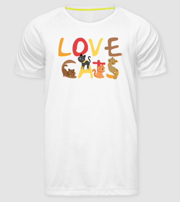 Love cats minta fehér pólón