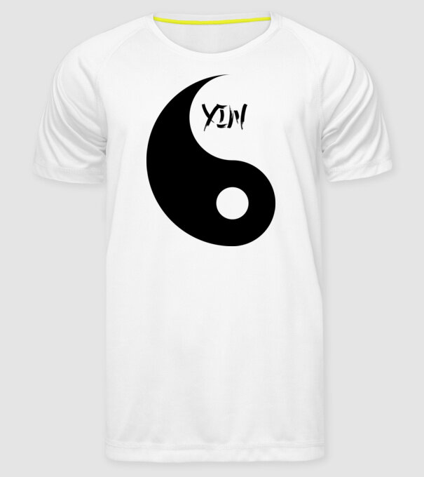 Yin minta fehér pólón
