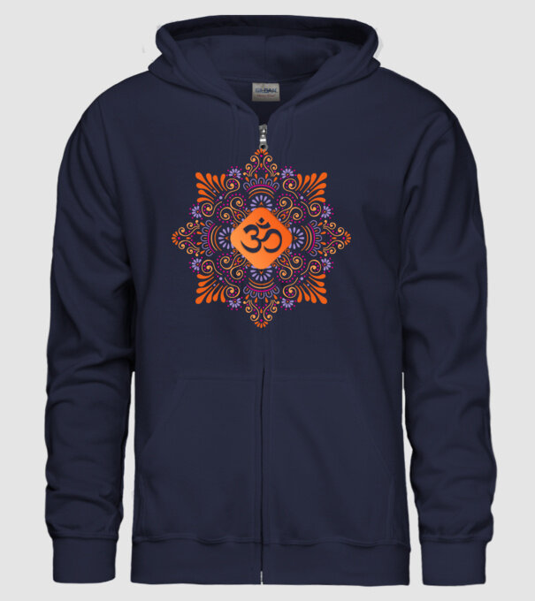 Mandala minta sötétkék pólón