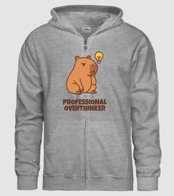 Professional overthinker minta szürke pólón