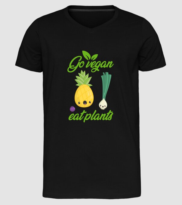 Go vegan minta fekete pólón