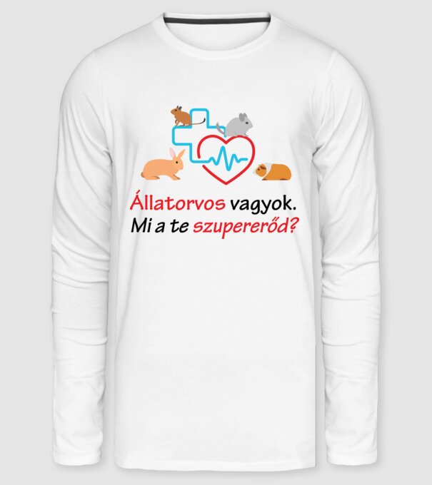 Rágcsálós állatorvos minta fehér pólón