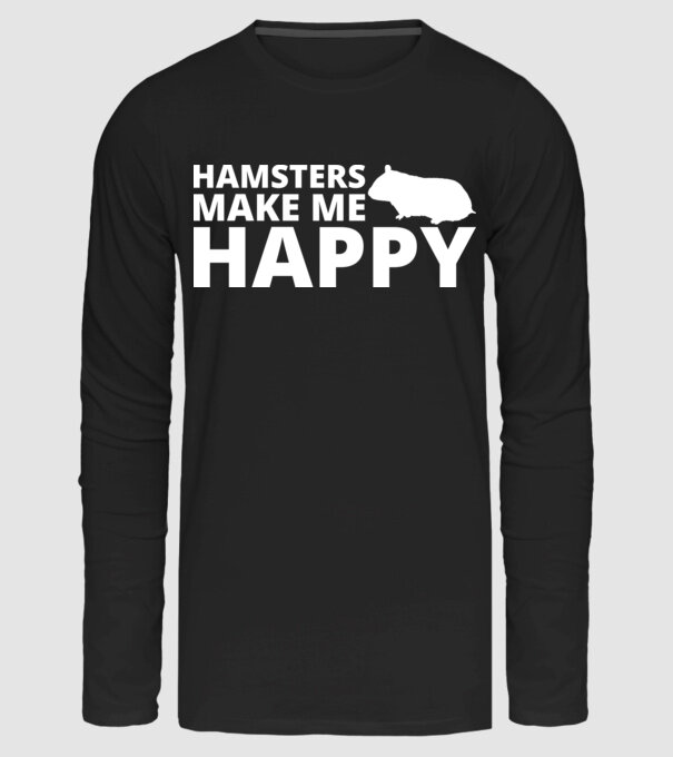 Hamsters make me happy minta fekete pólón