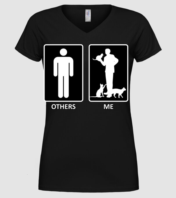 Others vs. Me (férfi) - macska minta fekete pólón