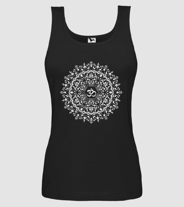 Csipke mandala minta fekete pólón
