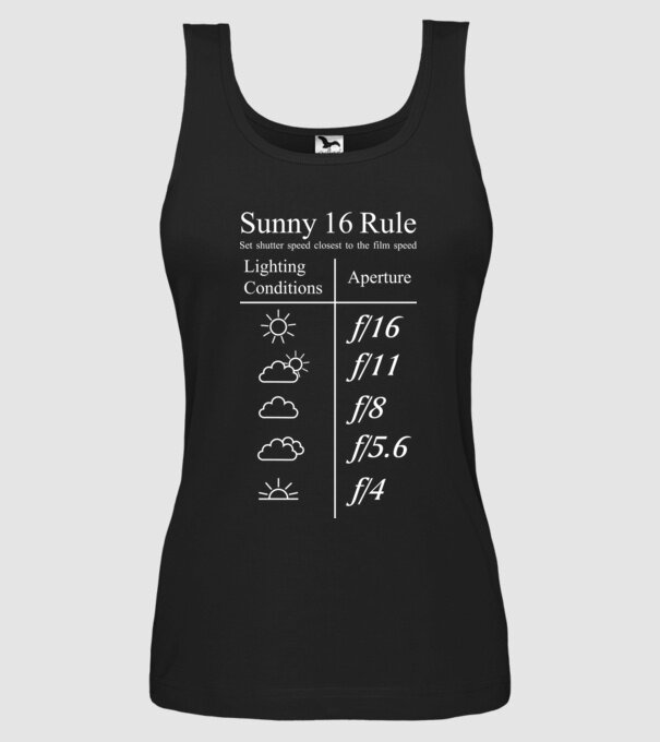 Sunny 16 Rule minta fekete pólón