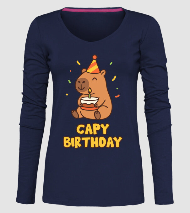 Capy birthday minta sötétkék pólón