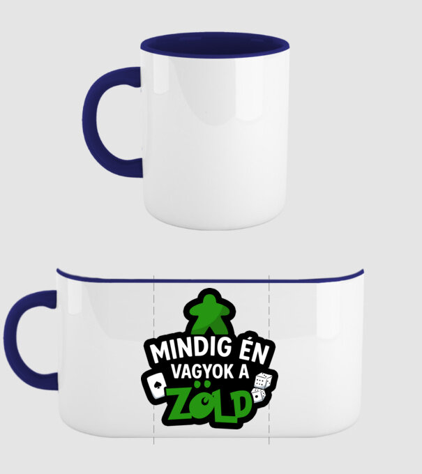 Mindig én vagyok a zöld minta sötétkék pólón