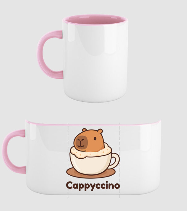 Cappyccino minta világos rózsaszín pólón
