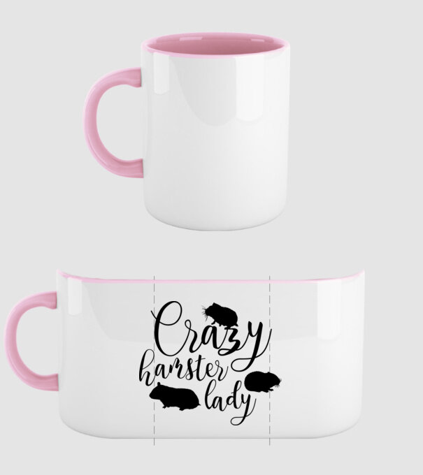 Crazy hamster lady (fekete) minta világos rózsaszín pólón