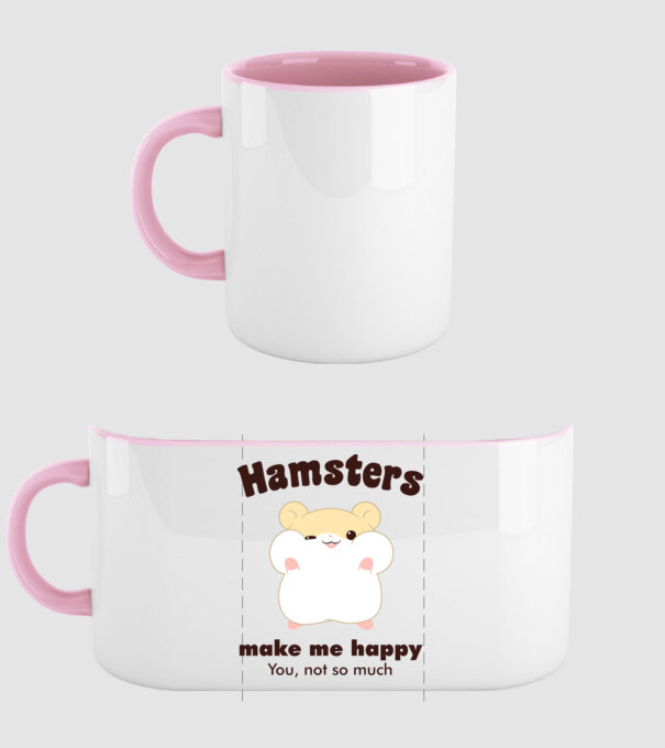 Hamsters make me happy minta világos rózsaszín pólón