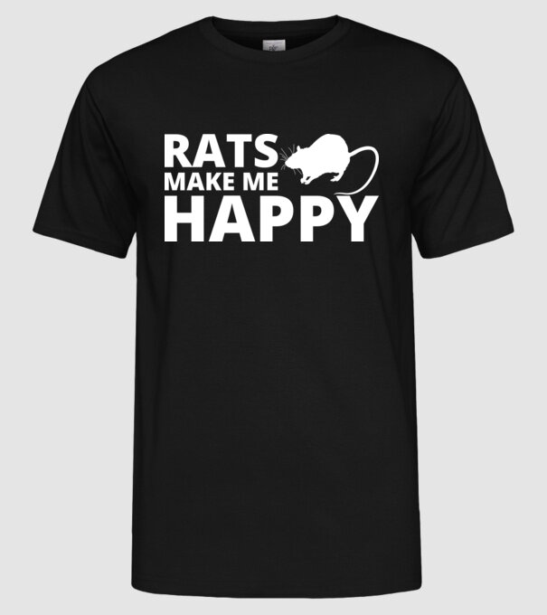 Rats make me happy minta fekete pólón