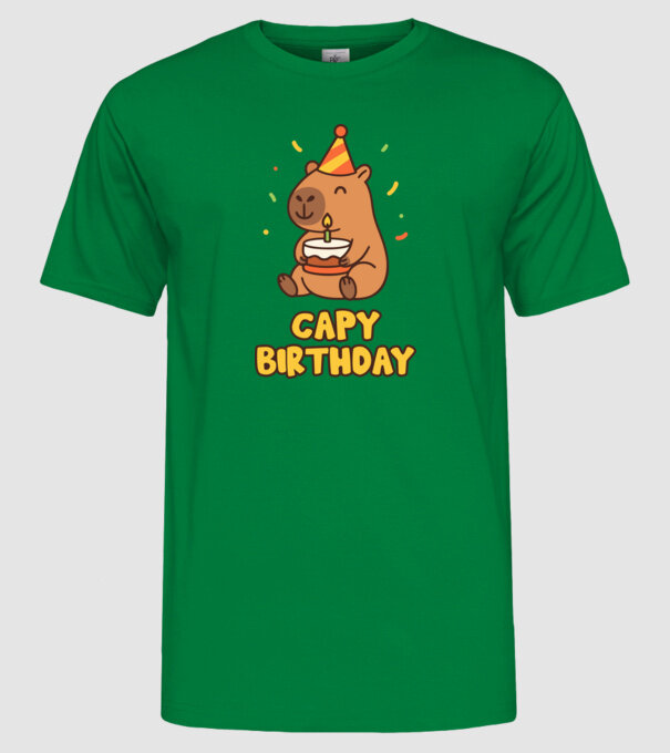 Capy birthday minta zöld pólón