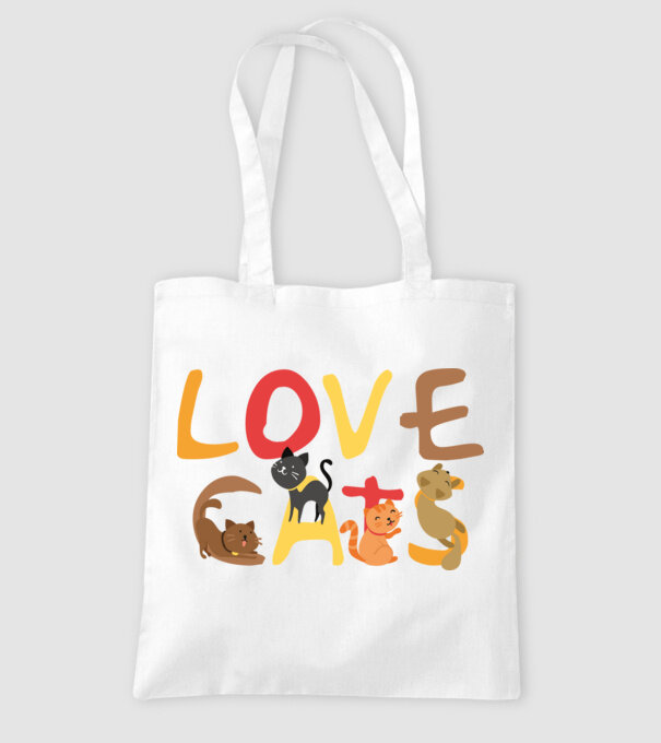 Love cats minta fehér pólón
