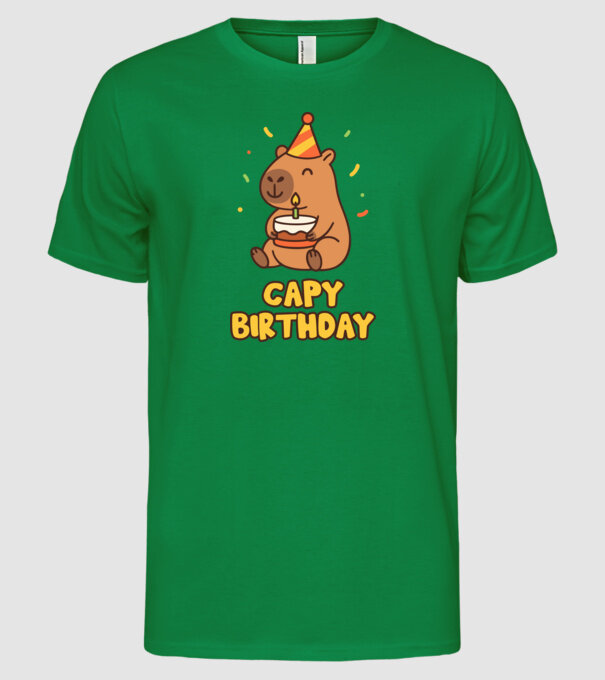 Capy birthday minta zöld pólón