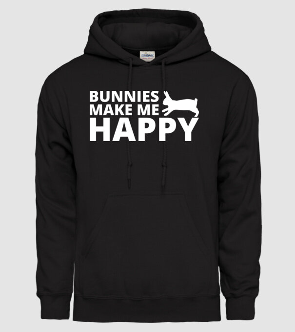 Bunnies make me happy minta fekete pólón