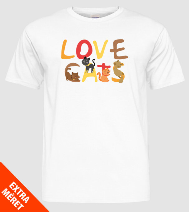 Love cats minta fehér pólón