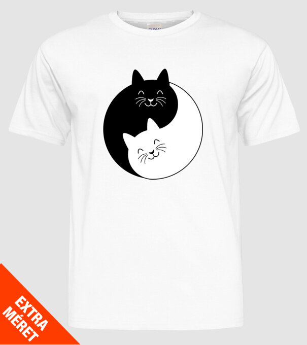 Yin-Yang cicák minta fehér pólón