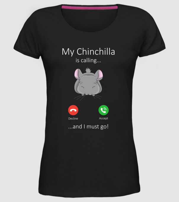 A csincsillám hív minta fekete pólón