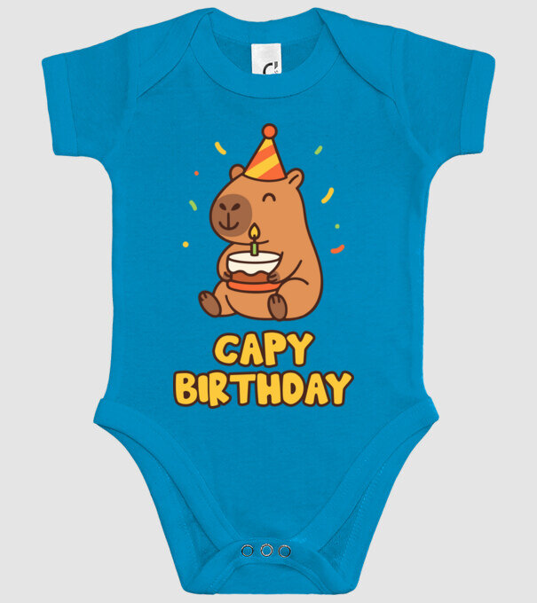 Capy birthday minta türkiz pólón