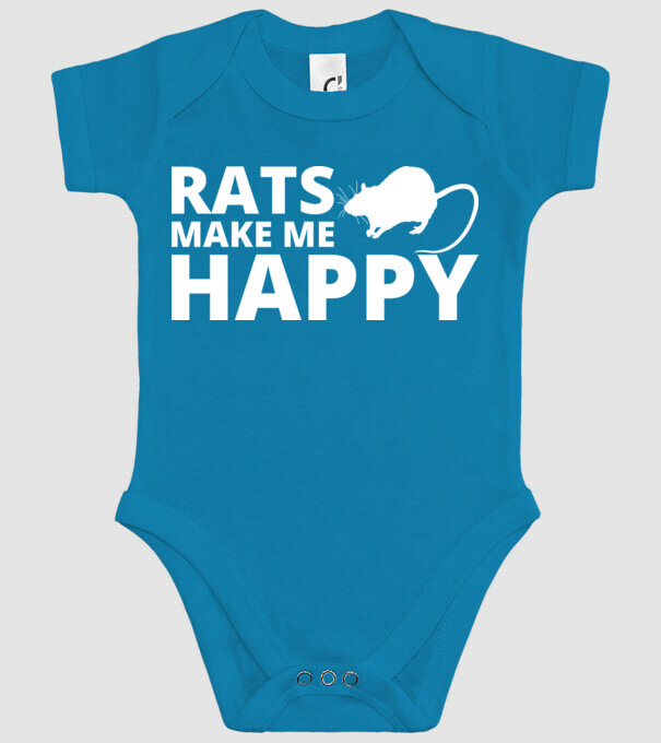 Rats make me happy minta türkiz pólón