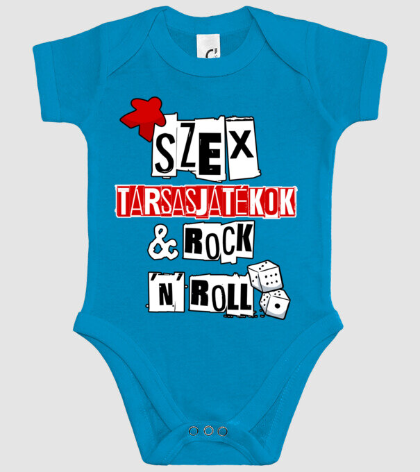 Szex, Társasjátékok & Rock 'n' Roll minta türkiz pólón