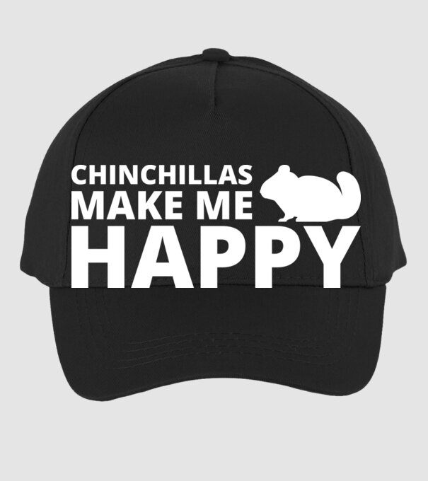 Chinchillas make me happy minta fekete pólón