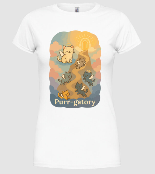 Purr-gatory minta fehér pólón