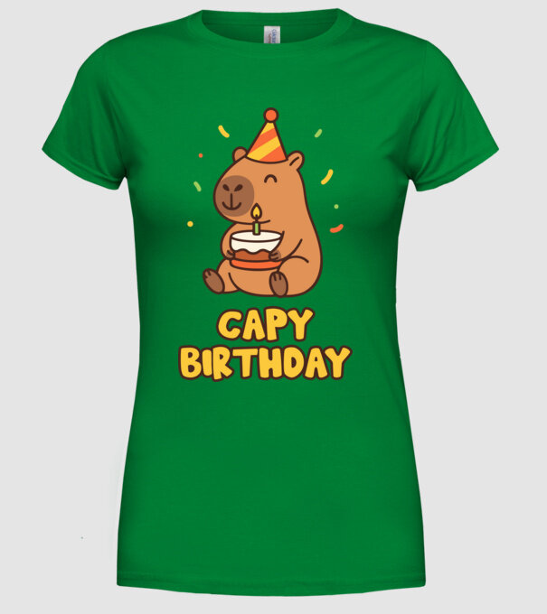 Capy birthday minta zöld pólón