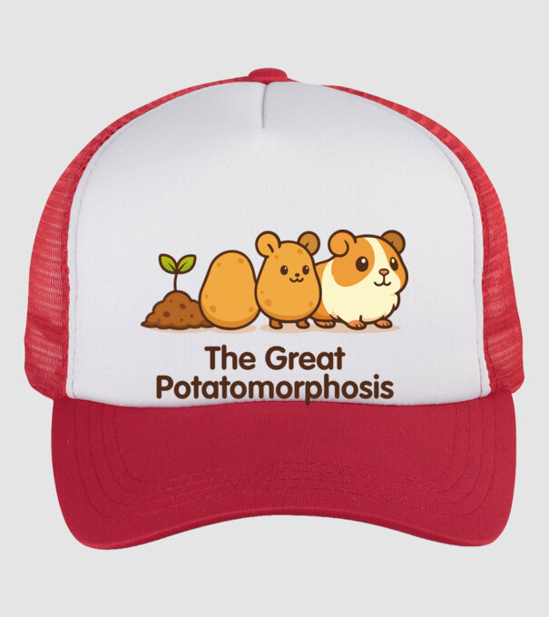 The Great Potatomorphosis minta fehér/piros pólón