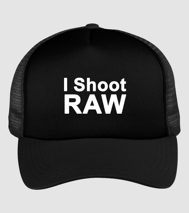 I Shoot RAW minta fekete pólón