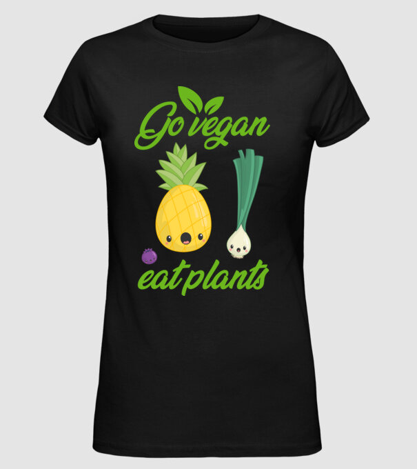 Go vegan minta fekete pólón