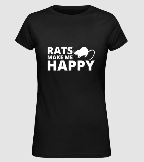 Rats make me happy minta fekete pólón