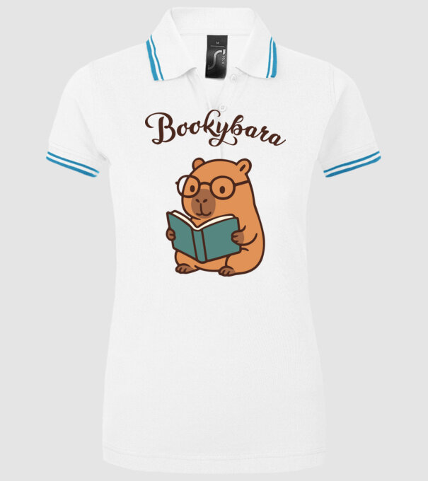 Bookybara minta fehér pólón