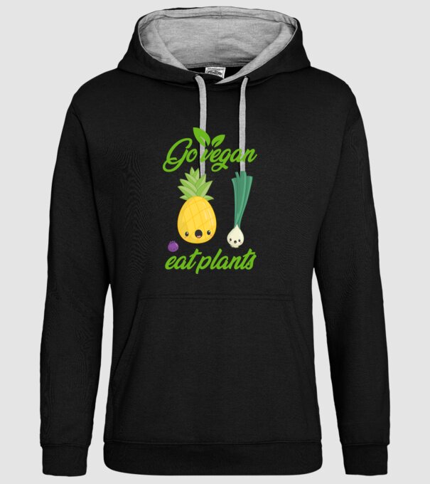Go vegan minta fekete pólón