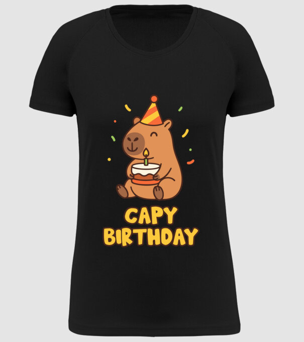 Capy birthday minta fekete pólón