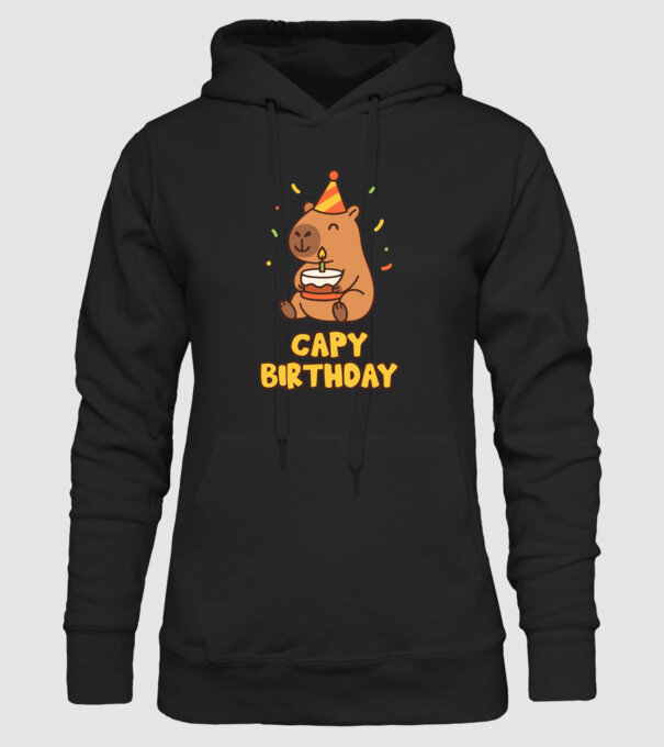 Capy birthday minta fekete pólón