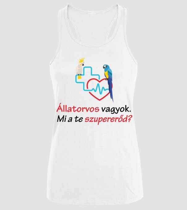 Madaras állatorvos minta fehér pólón
