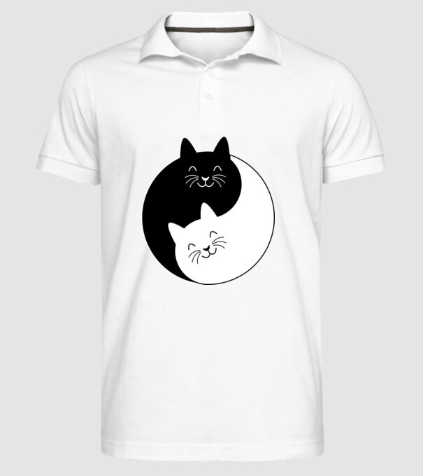 Yin-Yang cicák minta fehér pólón
