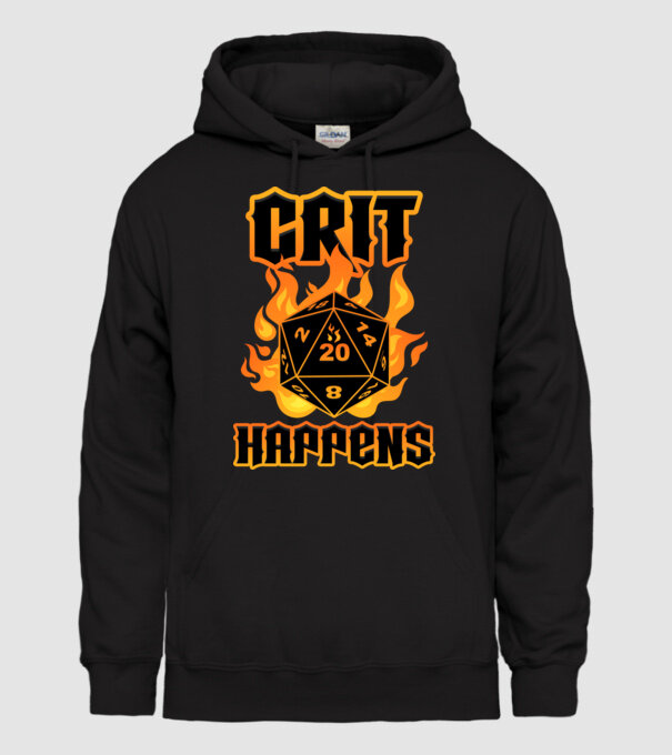Crit Happens minta fekete pólón