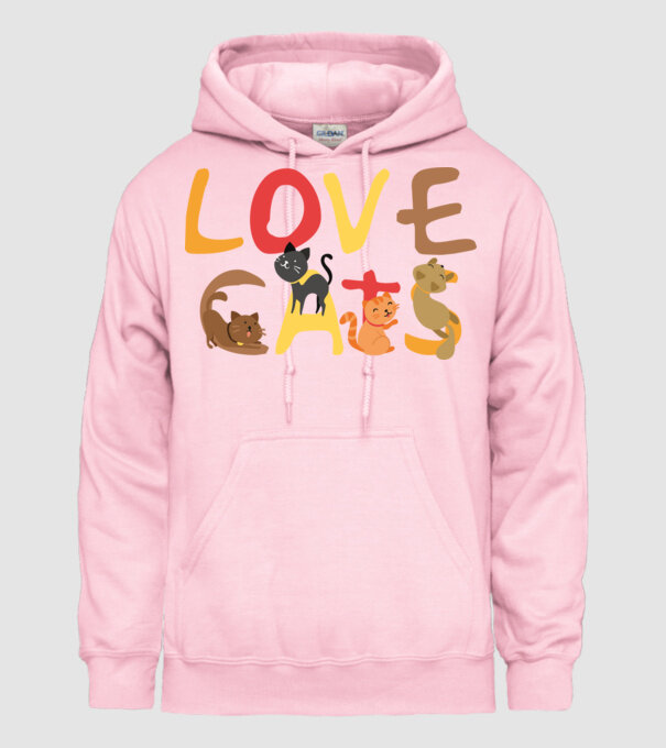 Love cats minta világos rózsaszín pólón