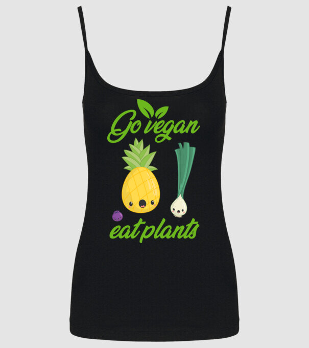 Go vegan minta fekete pólón