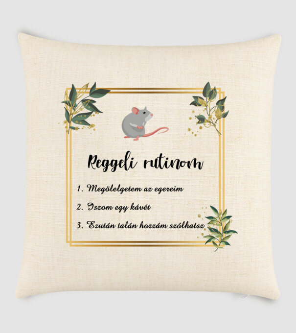 Reggeli rutin (egér) minta homokszín pólón