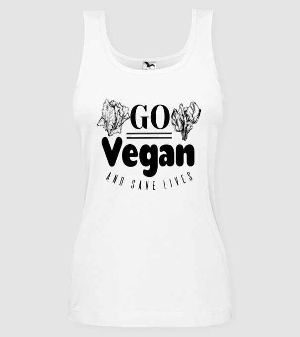 Go Vegan and Save Lives minta fehér pólón