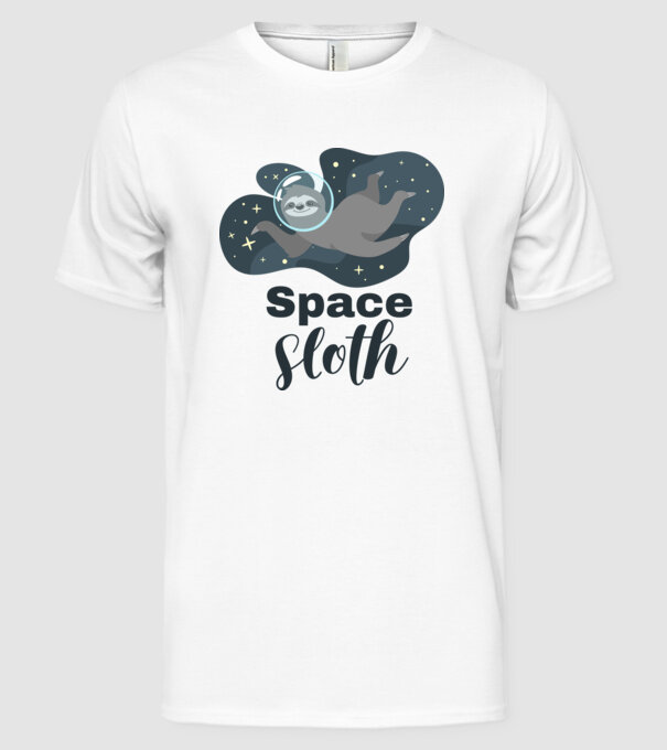 Space Sloth minta fehér pólón