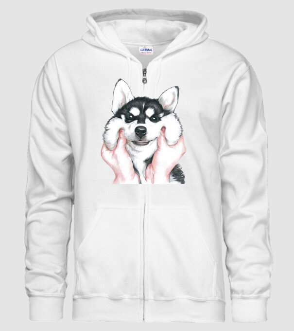 Husky minta fehér pólón