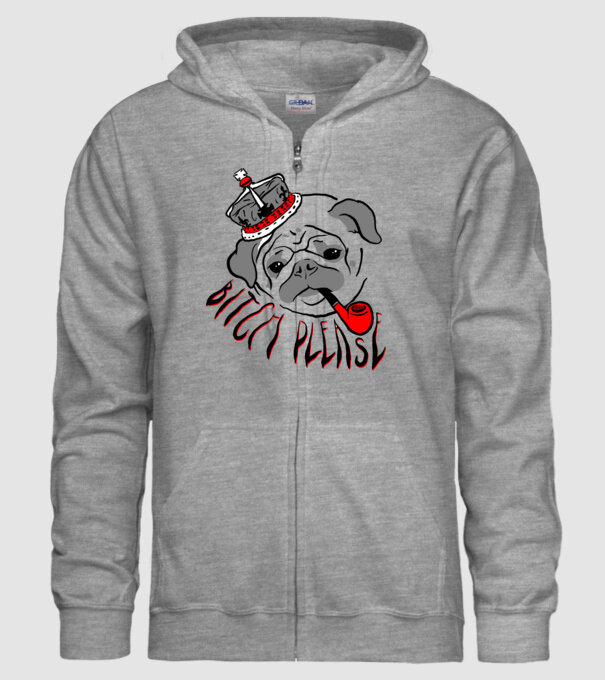 Mopsz minta szürke pólón