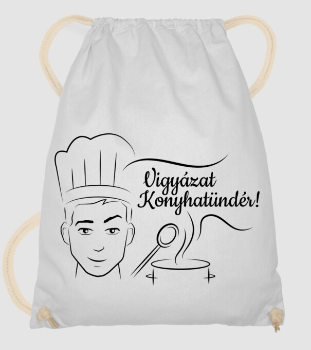 Vigyázat, Konyhatündér! minta fehér pólón